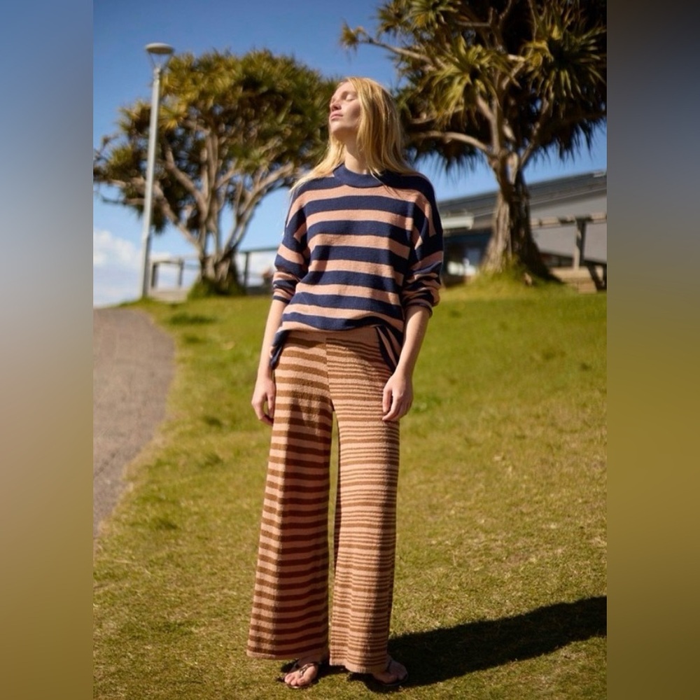 NWT Allyson Striped Pants In Cocoa Combo